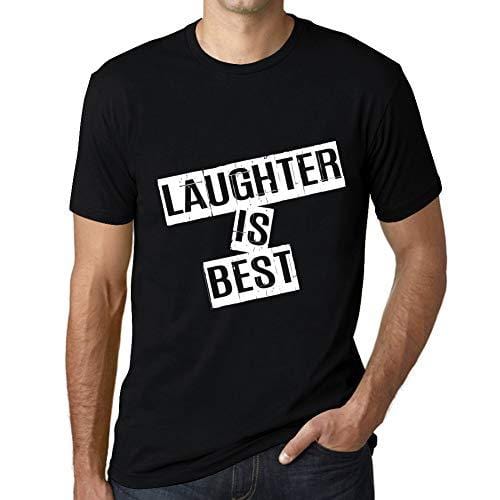 Ultrabasic - Homme T-Shirt Graphique Laughter is Best T-Shirt Cadeau Lettre d'impression Noir Profond
