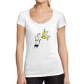 Ultrabasic - Tee-Shirt Femme col Rond Décolleté Peeled Banana Funny White