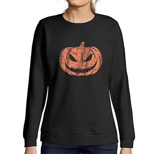 Ultrabasic - Femme Imprimé Graphique Sweat-Shirt Sweatshirt Pumpkin Face T-Shirt Cute Casual Fall Halloween Tee Tops Noir Profond
