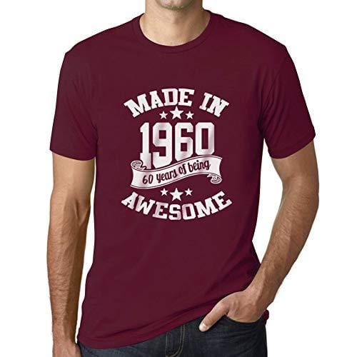 Ultrabasic - Homme T-Shirt Graphique Made in 1960 Idée Cadeau T-Shirt pour Le 60e Anniversaire Bordeaux