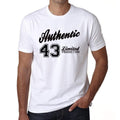 43, Authentic, White, Men's Short Sleeve Round Neck T-shirt 00123