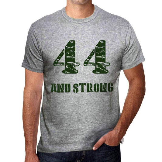44 And Strong Men's T-shirt Grey Birthday Gift - Ultrabasic