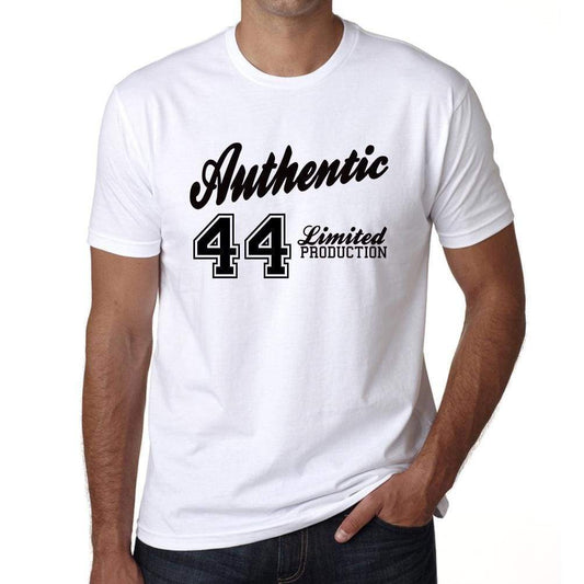 44 Authentic White Mens Short Sleeve Round Neck T-Shirt 00123 - White / L - Casual