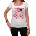 44, White Francisco, City With Number, Women's Short Sleeve Round White T-shirt 00008