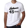 45, Authentic, White, Men's Short Sleeve Round Neck T-shirt 00123