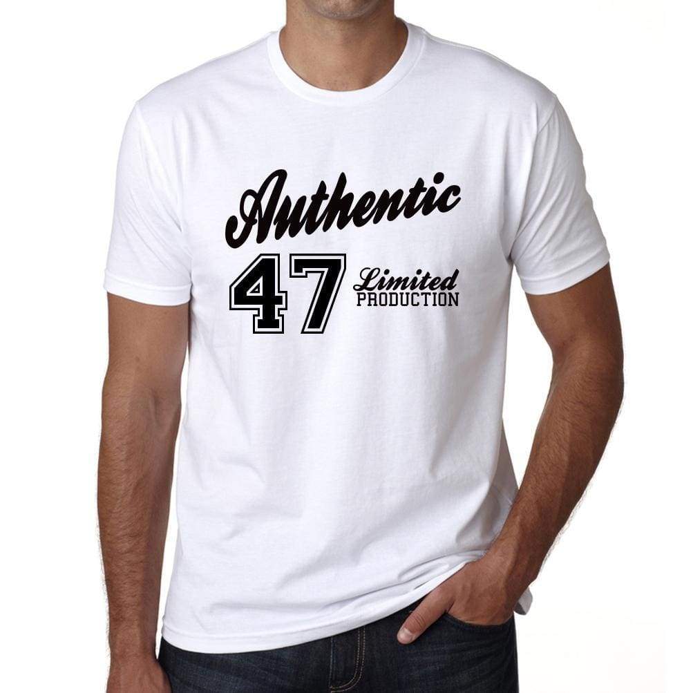 46 Authentic White Mens Short Sleeve Round Neck T-Shirt 00123 - White / S - Casual