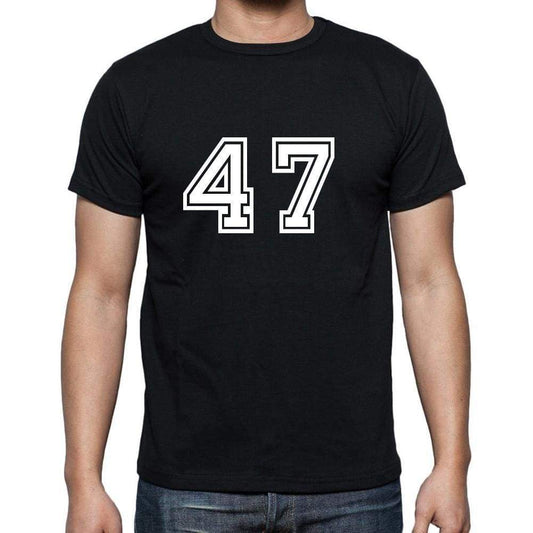 47 Numbers Black Mens Short Sleeve Round Neck T-Shirt 00116 - Casual