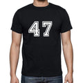 47 Numbers Black Men's Short Sleeve Round Neck T-shirt 00116