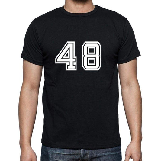 48 Numbers Black Mens Short Sleeve Round Neck T-Shirt 00116 - Casual