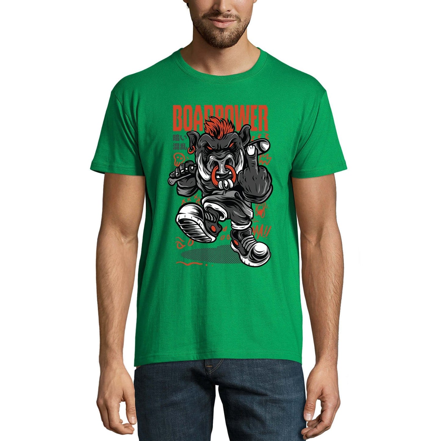 ULTRABASIC Herren-Neuheits-T-Shirt Boarpower – Gruseliges Kurzarm-T-Shirt