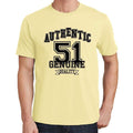 51, Authentic Genuine, Pale Yellow, Men's Short Sleeve Round Neck T-shirt 00119
