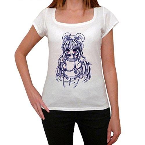 Manga Blue T-Shirt Femme,Blanc, t Shirt Femme,Cadeau