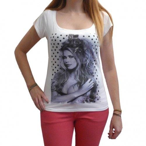 BB Claudia Schiffer T-Shirt für Damen, bedruckt, weiß, T-Shirt für Damen, Geschenk