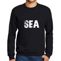 Ultrabasic Homme Imprimé Graphique Sweat-Shirt Popular Words Sea Noir Profond
