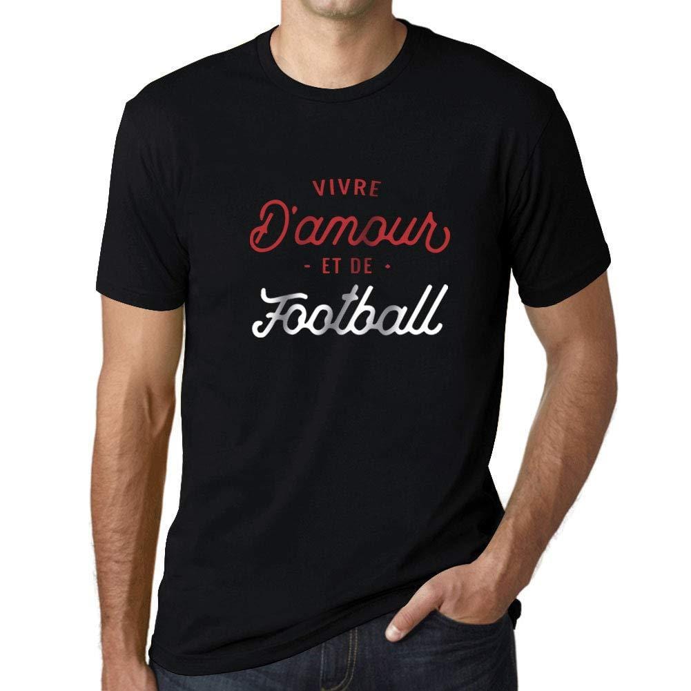 Ultrabasic - Homme Graphique Vivre d'amour et de Football T-Shirt Imprimé Lettres Noir Profond