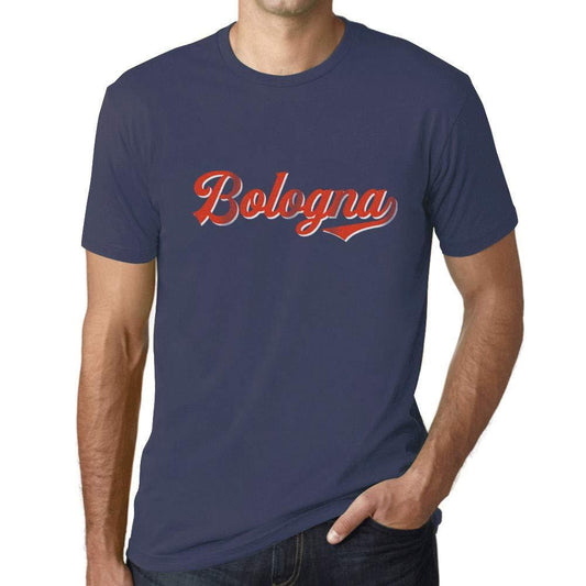 Ultrabasic - Homme T-Shirt Graphique Bologna T-Shirt Lettres Imprimées Denim