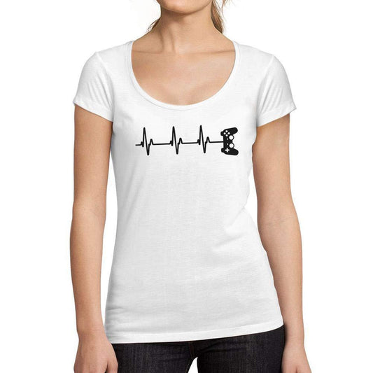Ultrabasic® Tee-Shirt Femme col Rond Décolleté Joueur Contrôleur Heartbeat Marrant Gaming Cadeau Idée