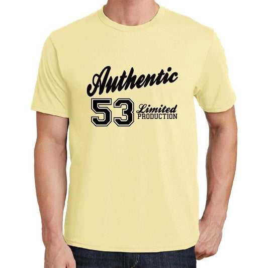 53 Authentic Yellow Mens Short Sleeve Round Neck T-Shirt - Yellow / S - Casual