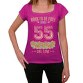 55, Born to be Free Since 55 Women's T shirt Pink Birthday Gift 00533