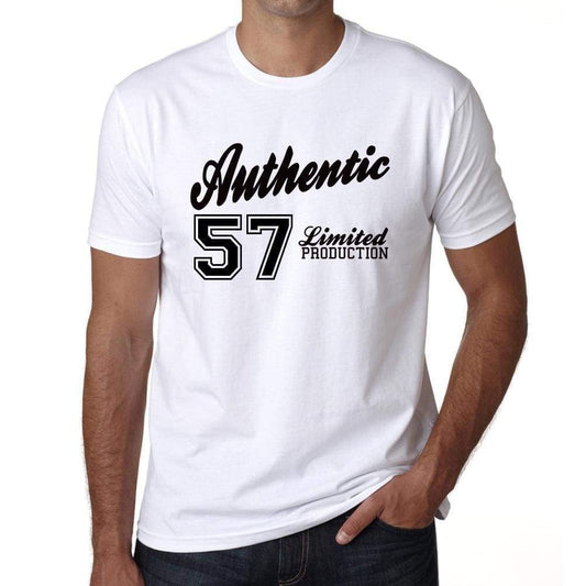 57 Authentic White Mens Short Sleeve Round Neck T-Shirt 00123 - White / L - Casual