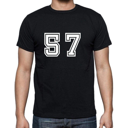 57 Numbers Black Mens Short Sleeve Round Neck T-Shirt 00116 - Casual