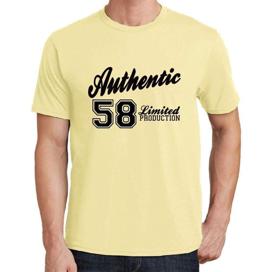 58 Authentic Yellow Mens Short Sleeve Round Neck T-Shirt - Yellow / S - Casual