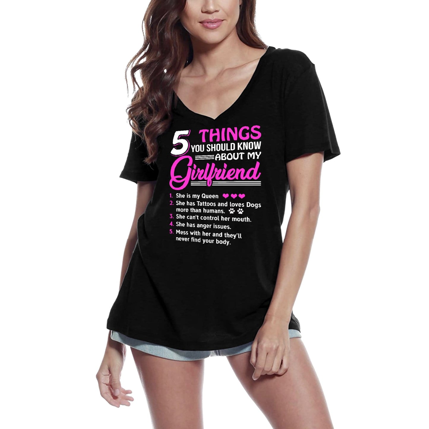 ULTRABASIC Women's T-Shirt 5 Things You Should Know About My Girlfriend - LGBT Sarcastic Lovers Short Sleeve Graphic Tees Tops