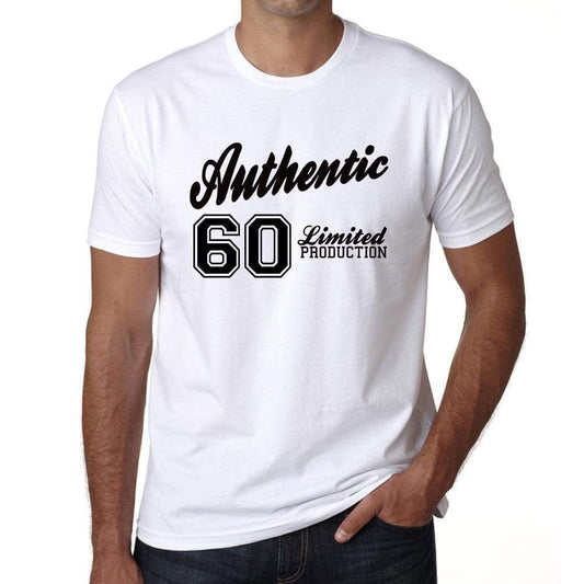 60 Authentic White Mens Short Sleeve Round Neck T-Shirt 00123 - White / L - Casual