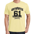 61, Authentic Genuine, Pale Yellow, Men's Short Sleeve Round Neck T-shirt 00119