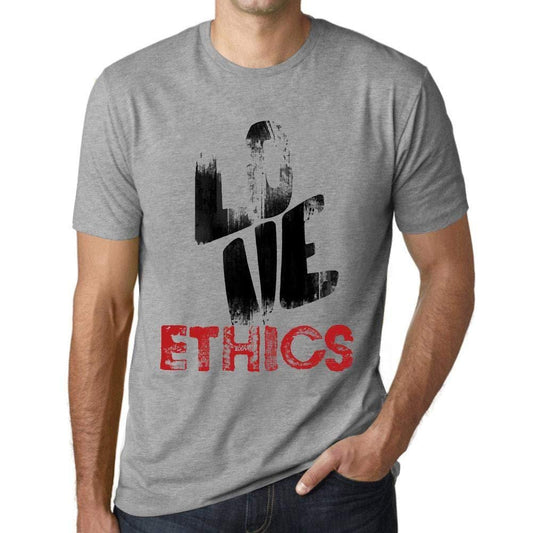 Ultrabasic - Homme T-Shirt Graphique Love Ethics Gris Chiné