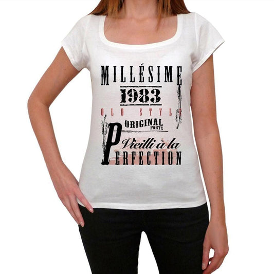 1983, T-shirt femme, manches courtes, cadeaux,anniversaire, blanc