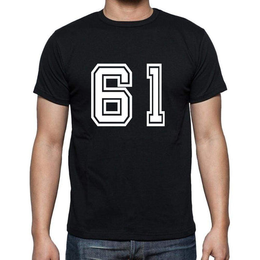 61 Numbers Black Mens Short Sleeve Round Neck T-Shirt 00116 - Casual