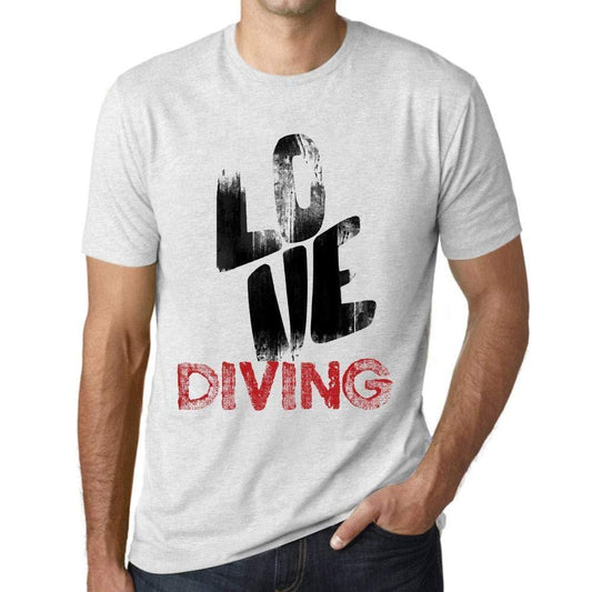 Ultrabasic - Homme T-Shirt Graphique Love Diving Blanc Chiné