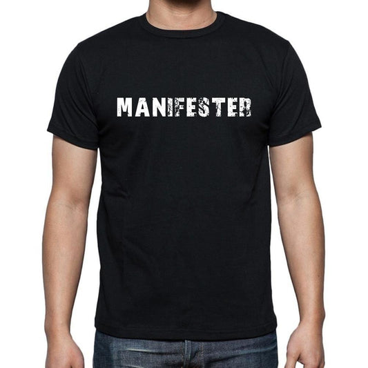 manifester, t-Shirt pour Homme, en Coton, col Rond, Noir