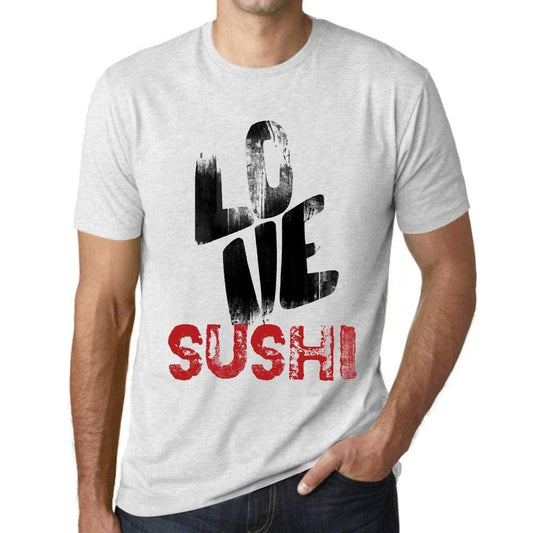 Ultrabasic - Homme T-Shirt Graphique Love Sushi Blanc Chiné