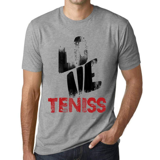Ultrabasic - Homme T-Shirt Graphique Love TENISS Gris Chiné