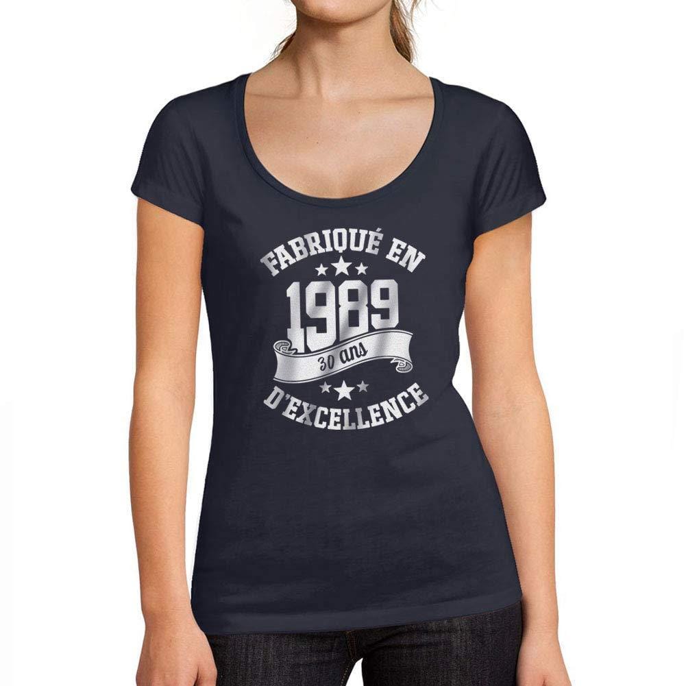 Ultrabasic - Tee-Shirt Femme col Rond Décolleté Fabriqué en 1989, 30 Ans d'être Génial T-Shirt French Marine