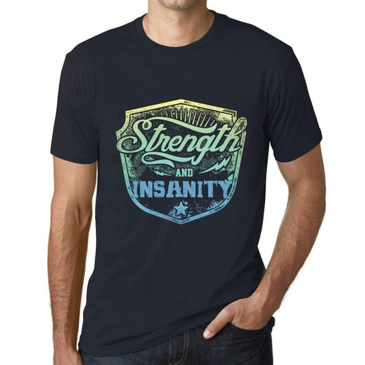 Homme T-Shirt Graphique Imprimé Vintage Tee Strength and Insanity Marine
