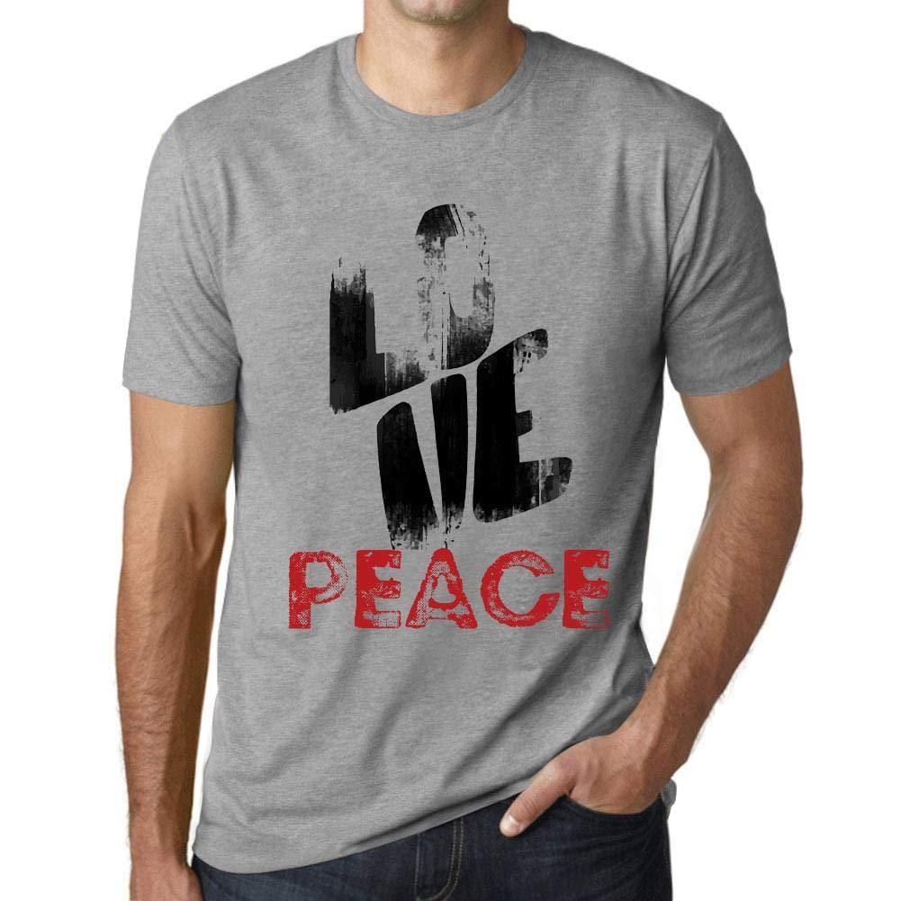 Ultrabasic - Homme T-Shirt Graphique Love Peace Gris Chiné