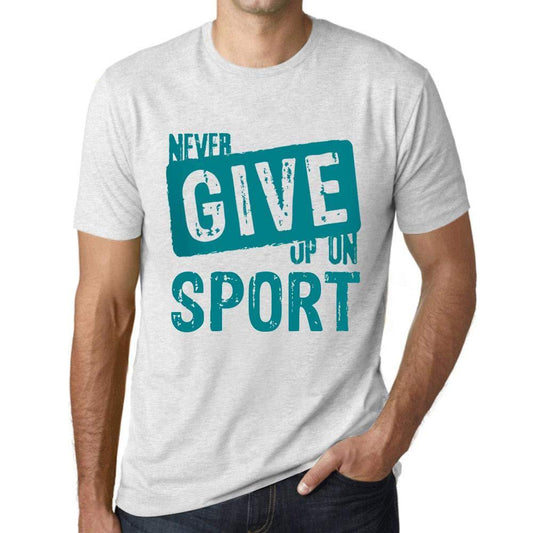 Homme T-Shirt Graphique Never Give Up on Sport Blanc Chiné