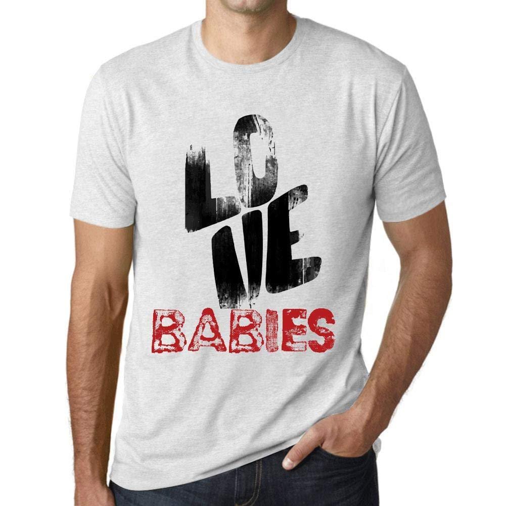 Ultrabasic - Homme T-Shirt Graphique Love Babies Blanc Chiné