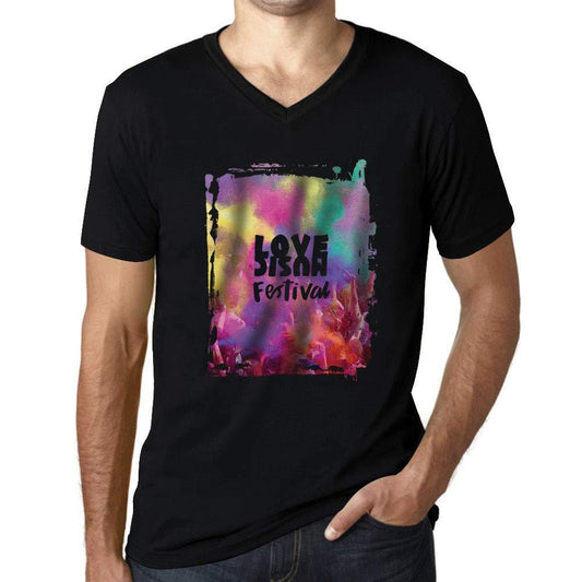 Homme T-Shirt Graphique V Tee Shirt Music Fest Forever Young Noir Profond