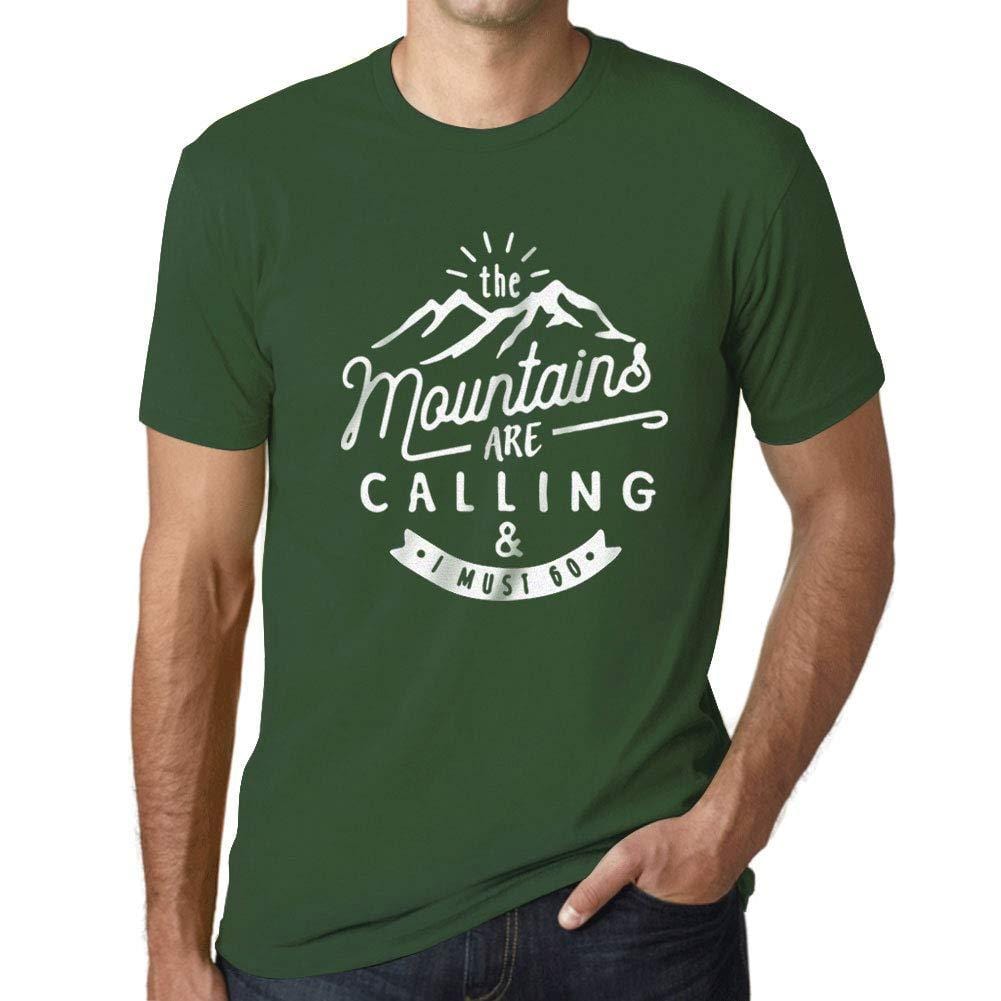 Ultrabasic - Homme T-Shirt Graphique The Mountains are Calling Bottle Green