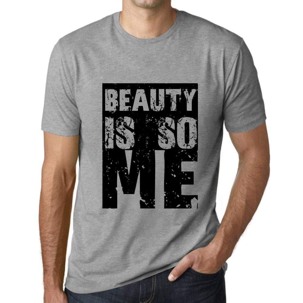 Herren T-Shirt Graphique Beauty is So Me Gris Chiné