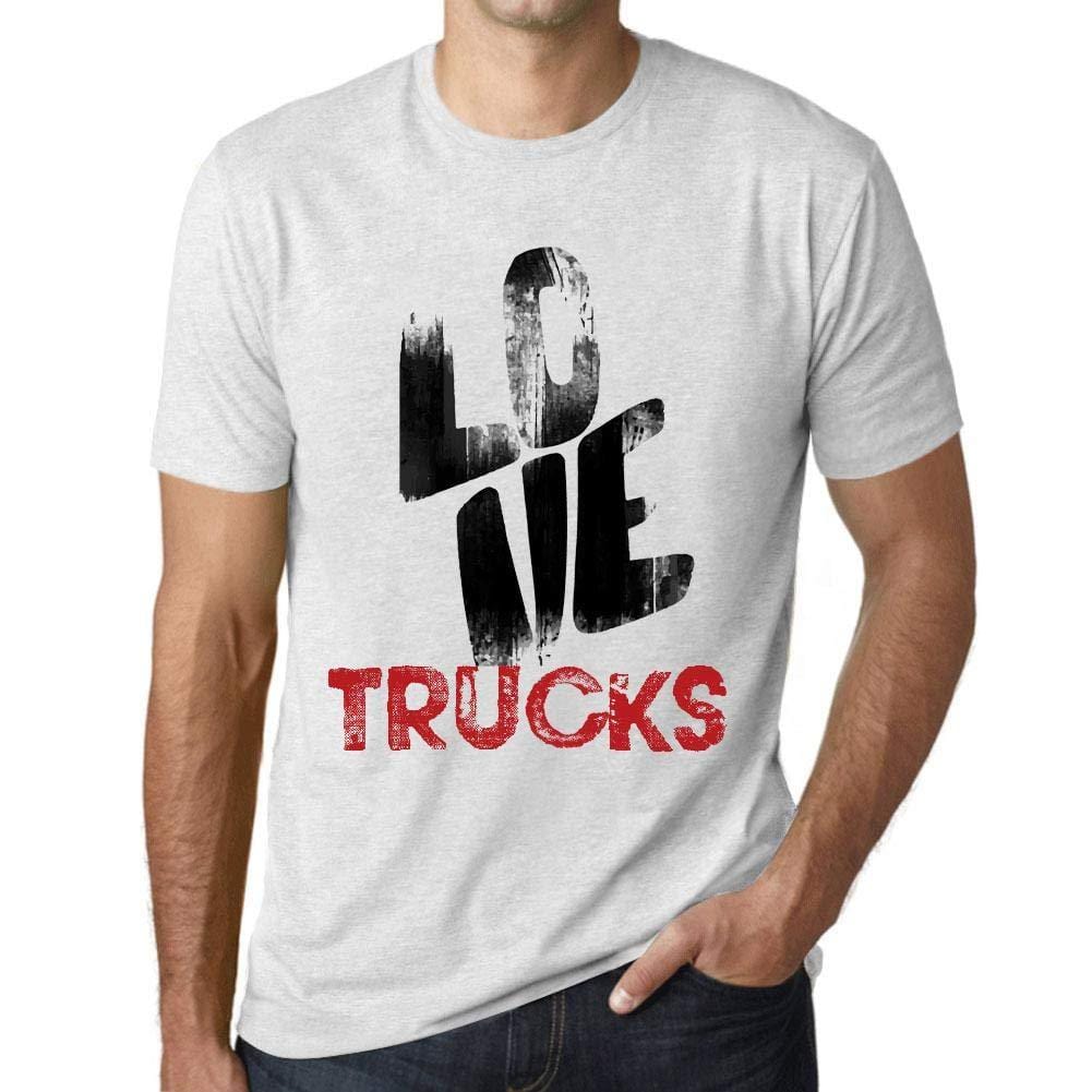Ultrabasic - Homme T-Shirt Graphique Love Trucks Blanc Chiné