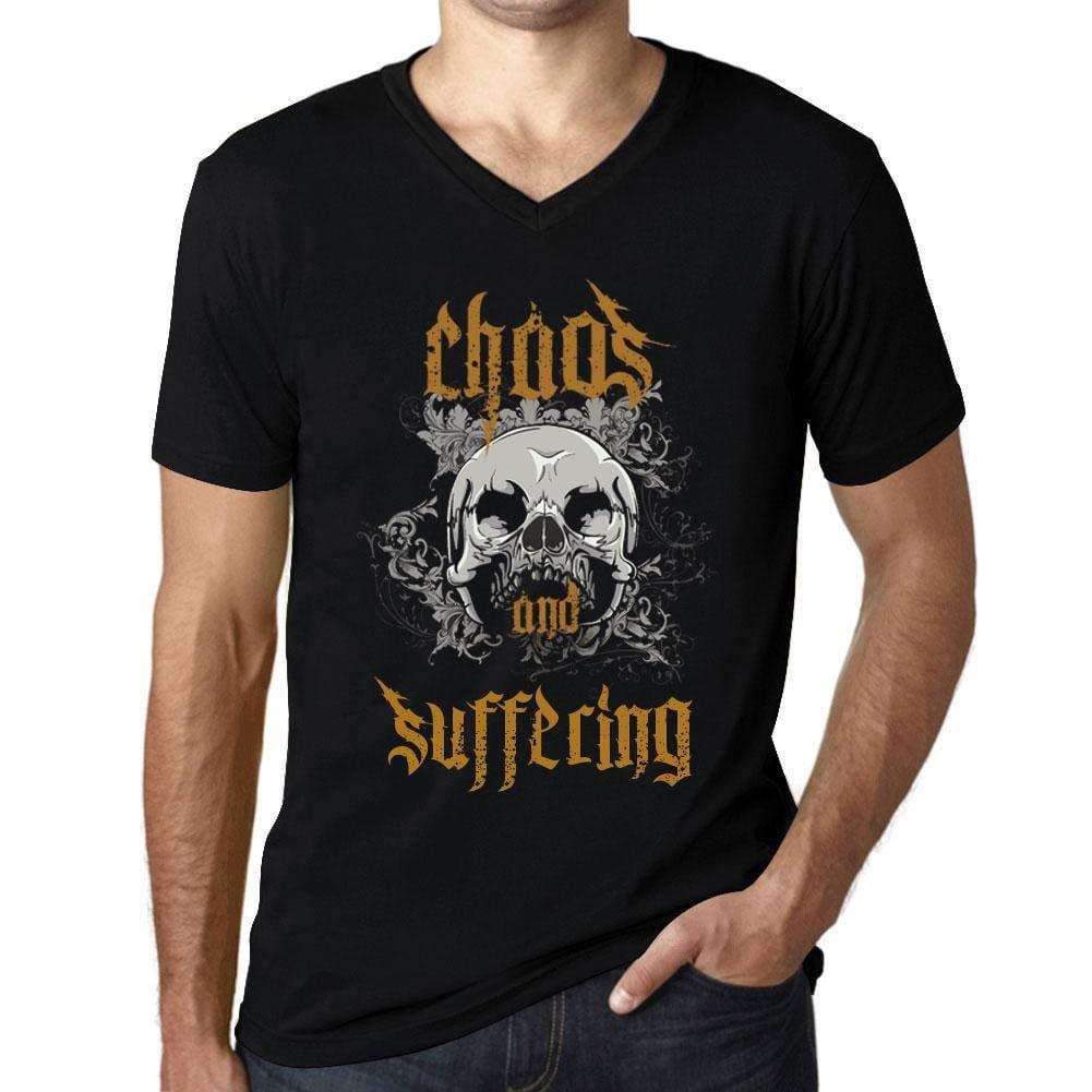 Ultrabasic - Homme Graphique Col V Tee Shirt Chaos and Suffering Noir Profond