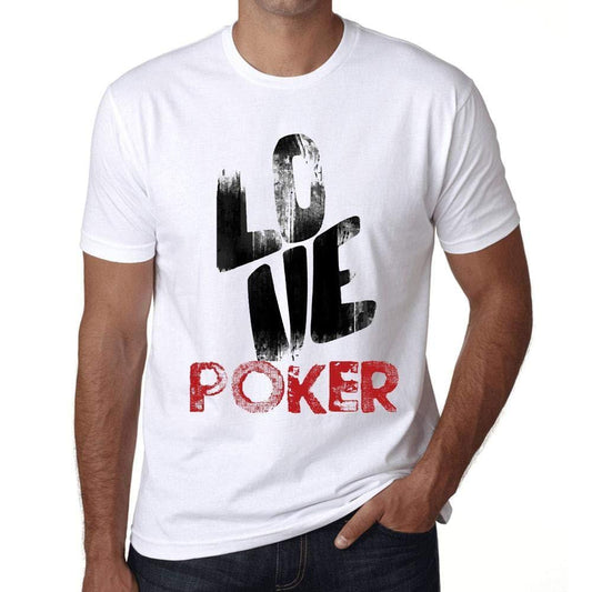 Ultrabasic - Homme T-Shirt Graphique Love Poker Blanc