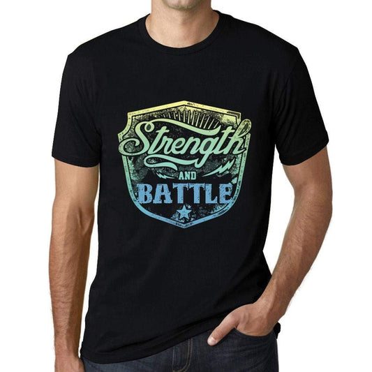 Herren T-Shirt Graphique Imprimé Vintage Tee Strength und Battle Noir Profond