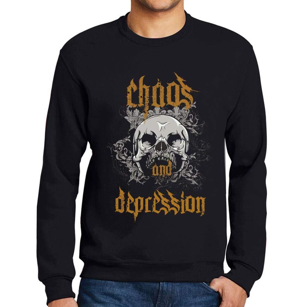 Ultrabasic - Homme Imprimé Graphique Sweat-Shirt Chaos and Depression Noir Profond