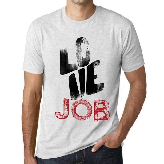 Ultrabasic - Homme T-Shirt Graphique Love Job Blanc Chiné